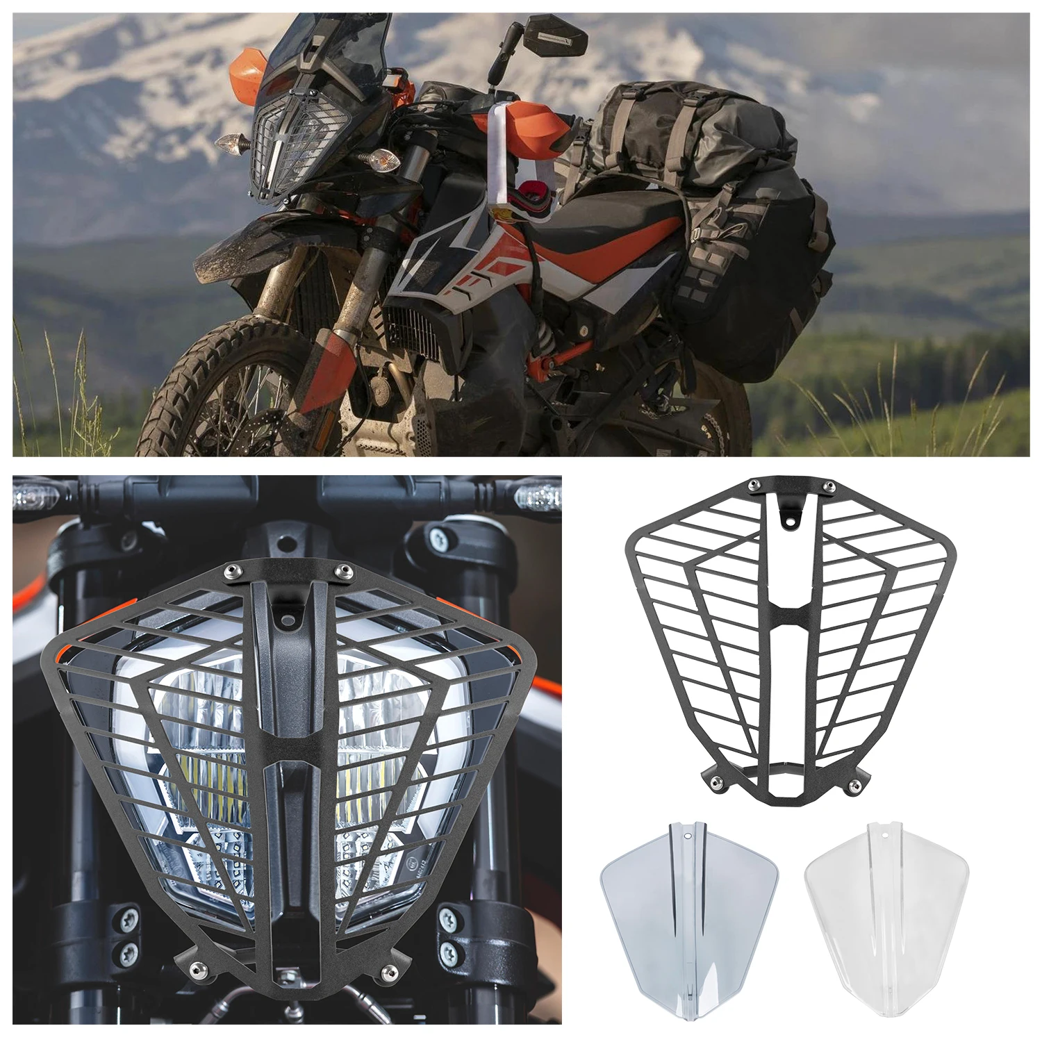 

Motorbike Headlight Guard Cover Protector Grill Protection Grille Frame For KTM 390 Adv SW 790 ADV R 890 Adventure R S 2019-2023