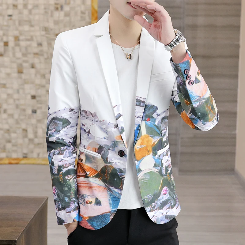 2023 Men Casual Blazer British Style Business Slim Fit Suit Coat High Quality Long Sleeve Male Formal Single Buckle Suit Jacket