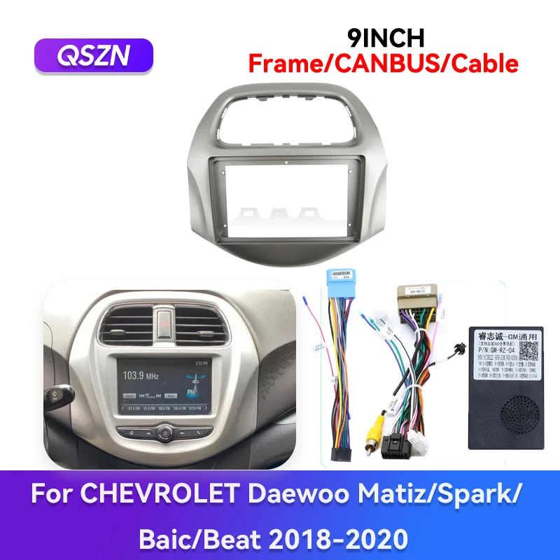 QSZN For 2018-2020 CHEVROLET Daewoo Matiz/Spark/Baic/Beat Android Car Radio Fascia Cable Canbus Player Stereo 2Din Panel Frame