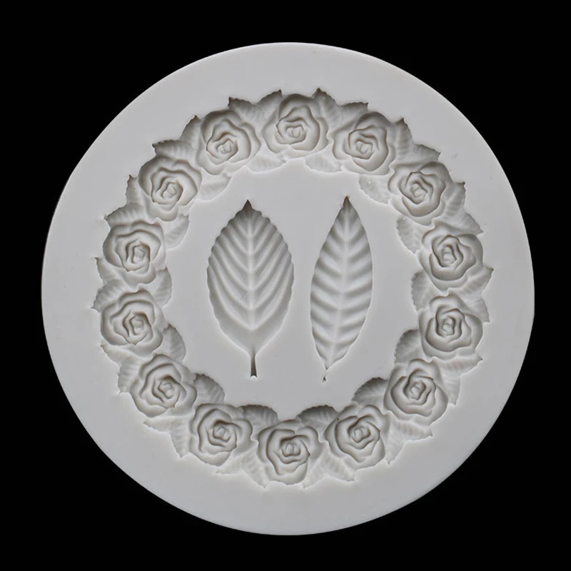 Rosette Leaves Silicone Mold Resin Cake Chocolate Picture Frame Sugar Baking Mould Decoration Tool DIY