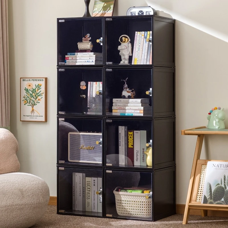New solid wood bookcase free combination low cabinet medieval lattice cabinet living room storage