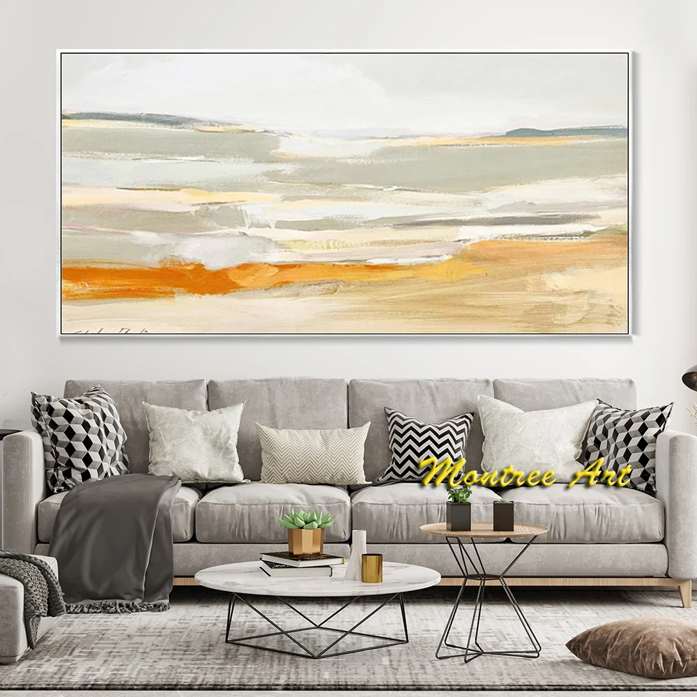 Hand Painted Oil Painting Abstract Earth Color Landscape Painting Minimalist Modern Desert Art Boho Textured Wall Art Decor