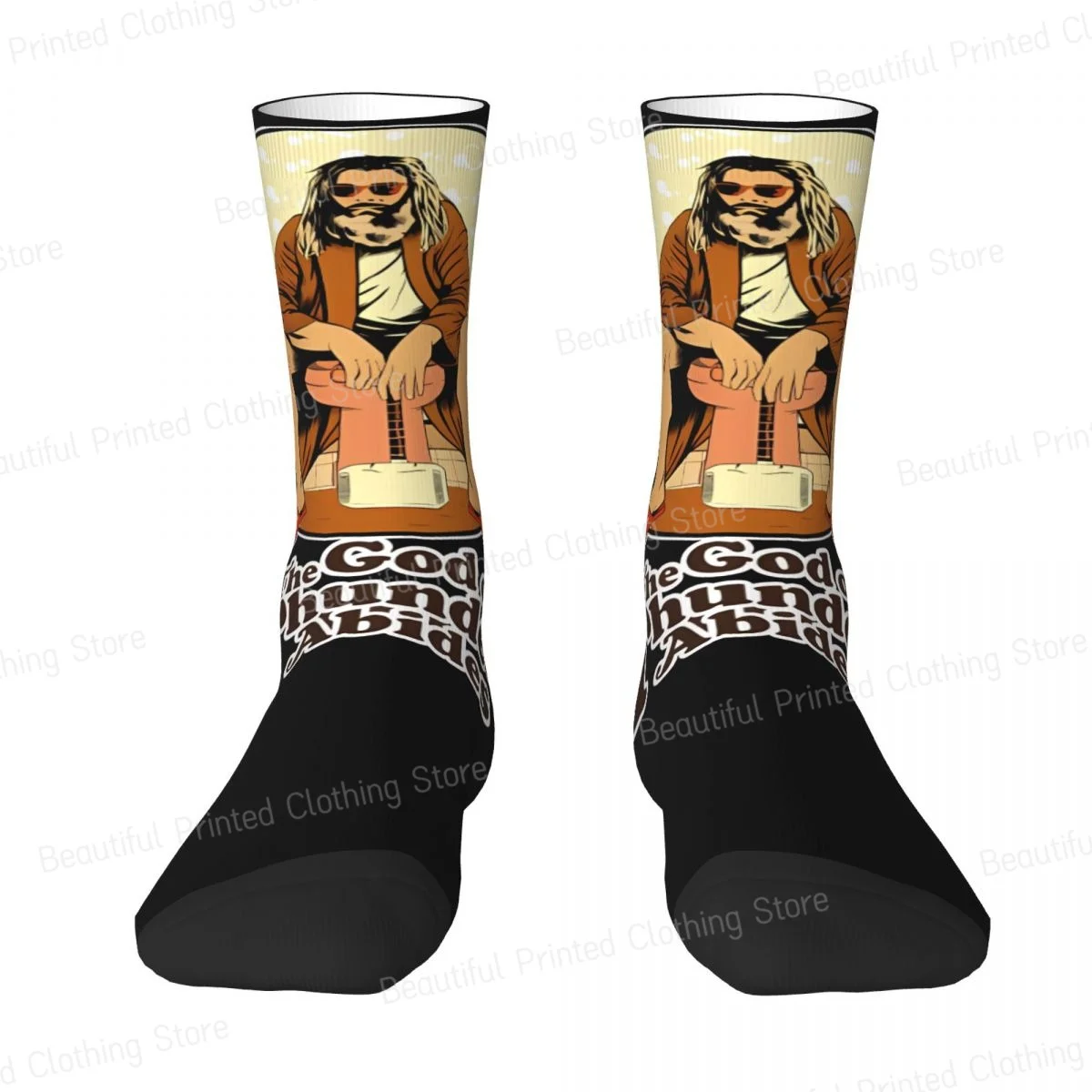 The God Of Thunder Abides The Big Lebowski Unisex Four Seasons Socks Hiking Fun printing Socks Street Style Crazy Sock