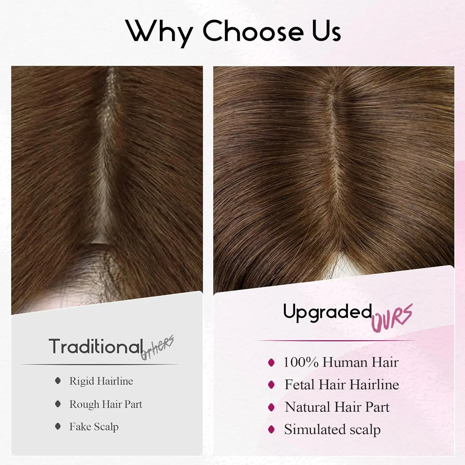 Topper de cabelo humano loiro misto marrom com franja clipe reto de seda natural em extensões de cabelo para mulheres com cabelo de desbaste 12 pol.