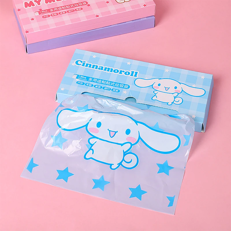 

30 шт., самоклеящиеся мешки для мусора Sanrio, мультяшная мелодия, Коричный курол, настольные мешки для мусора, автомобильные мешки для мусора, аксессуары, подарки