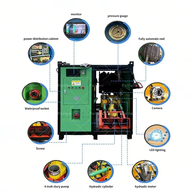 304 Stainless Steel Remote Controlled Dredging Robot 500m Distance 10m Depth Submersible Crawler For River Septic Tank