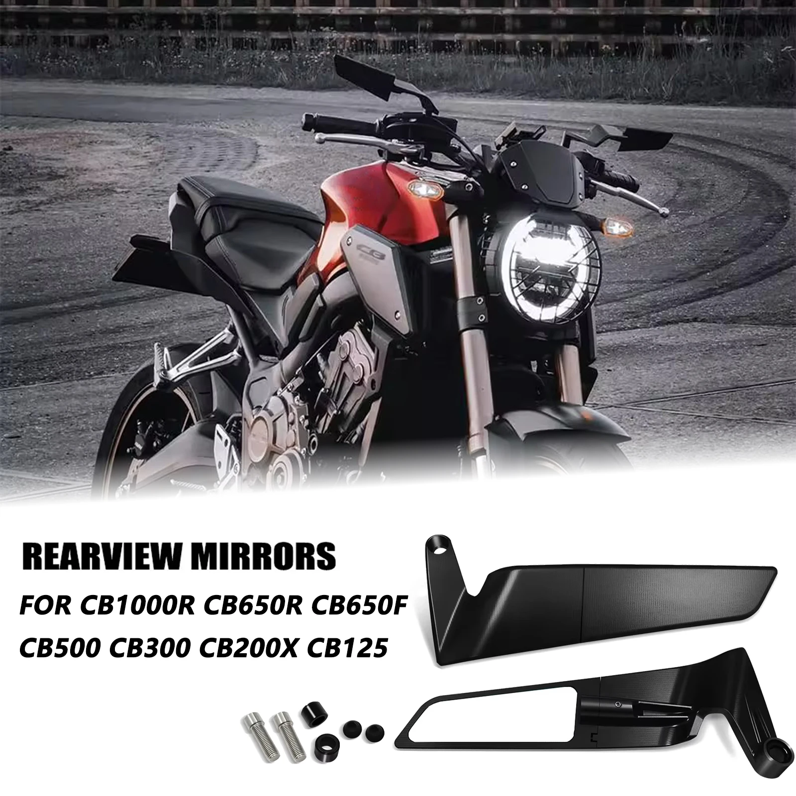 

Подходит для CB1000R CB650R CB650F CB500 CB300 CB200X CB125, зеркало заднего вида для мотоцикла, невидимое спортивное крылышко, ветровое крыло, заднее