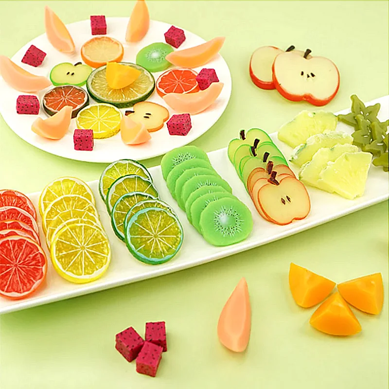 인조 애플 레몬 망고 가짜 과일 모델, 디저트 샵 디스플레이 소품, 웨딩 파티 홈 데코, 시뮬레이션 과일 슬라이스, 1 개 