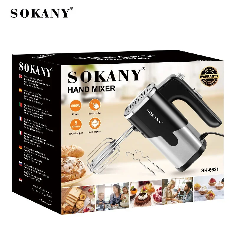 Hand Mixer Electric, 5-Speed 800W Powerful Motor, Hand Mixer Electric Handheld with Accessories, Flat Beaters, Dough Hooks