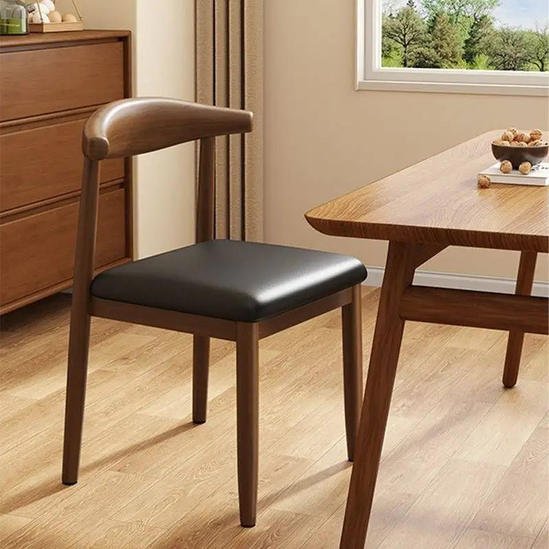Nordic Style Iron Art Simulation  Wood Chair Pad for Dining Room Computer Desk Study Table Simple Restaurant Chair