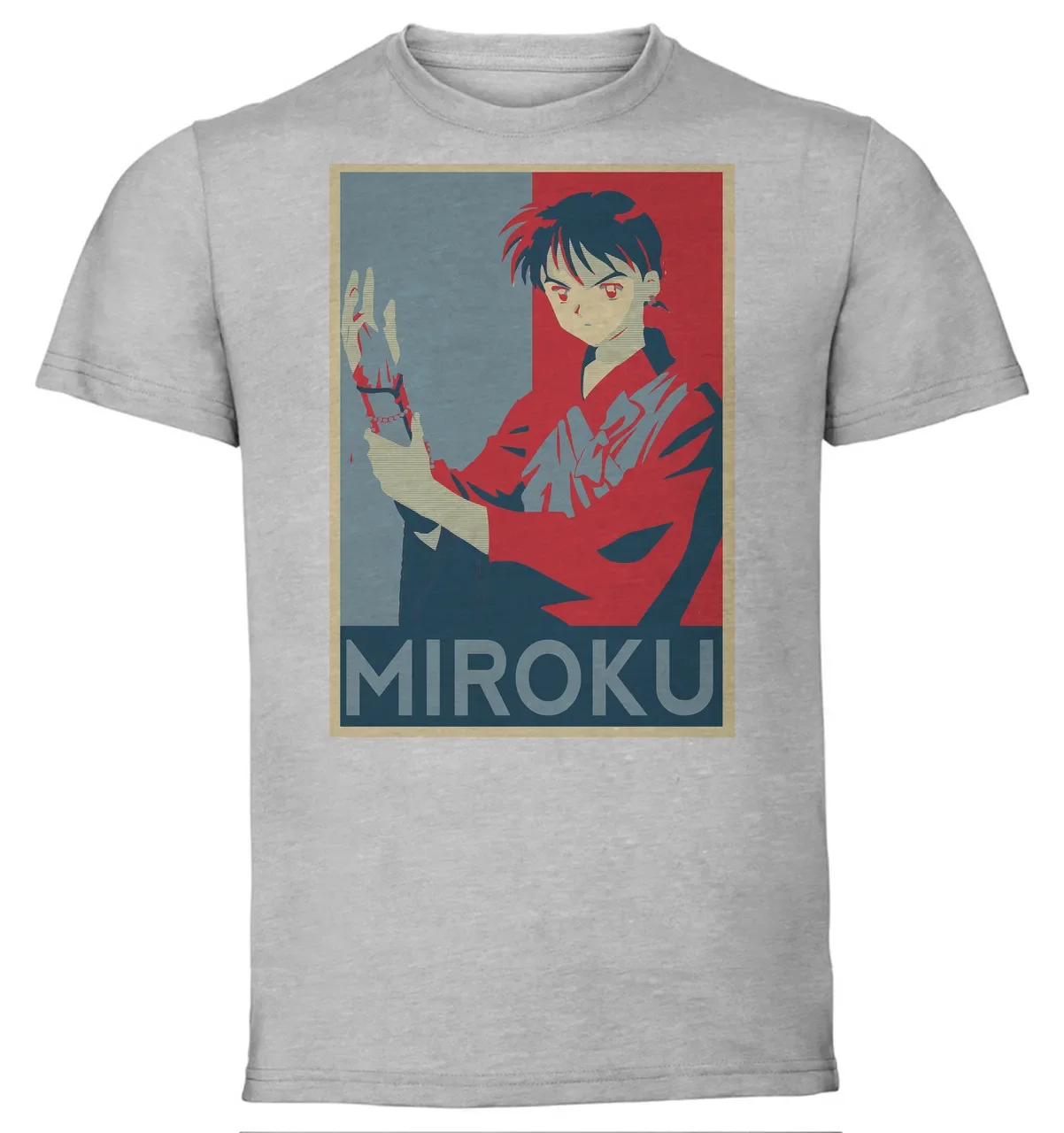 T-Shirt Unisex Grey Propaganda Inuyasha Miroku