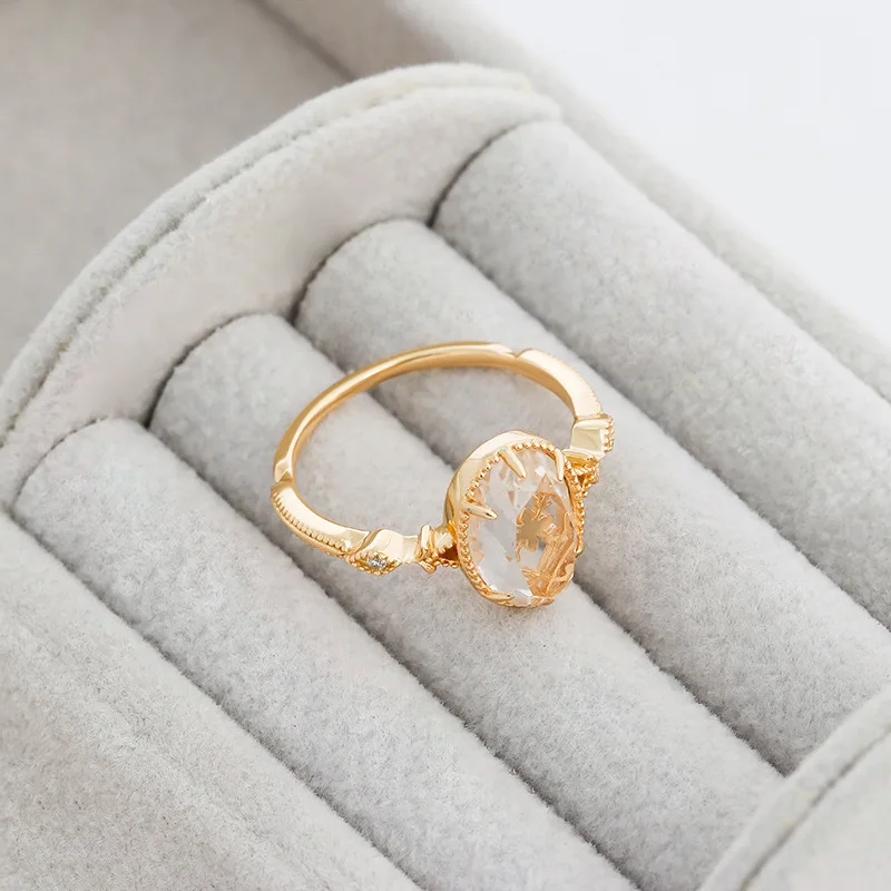 LAMOON Vitage Luxury Palace style Natrual White Crystal Ring For Women 925 Sterling Silver Gold Vermeil Fine Jewelry Accessories image 3