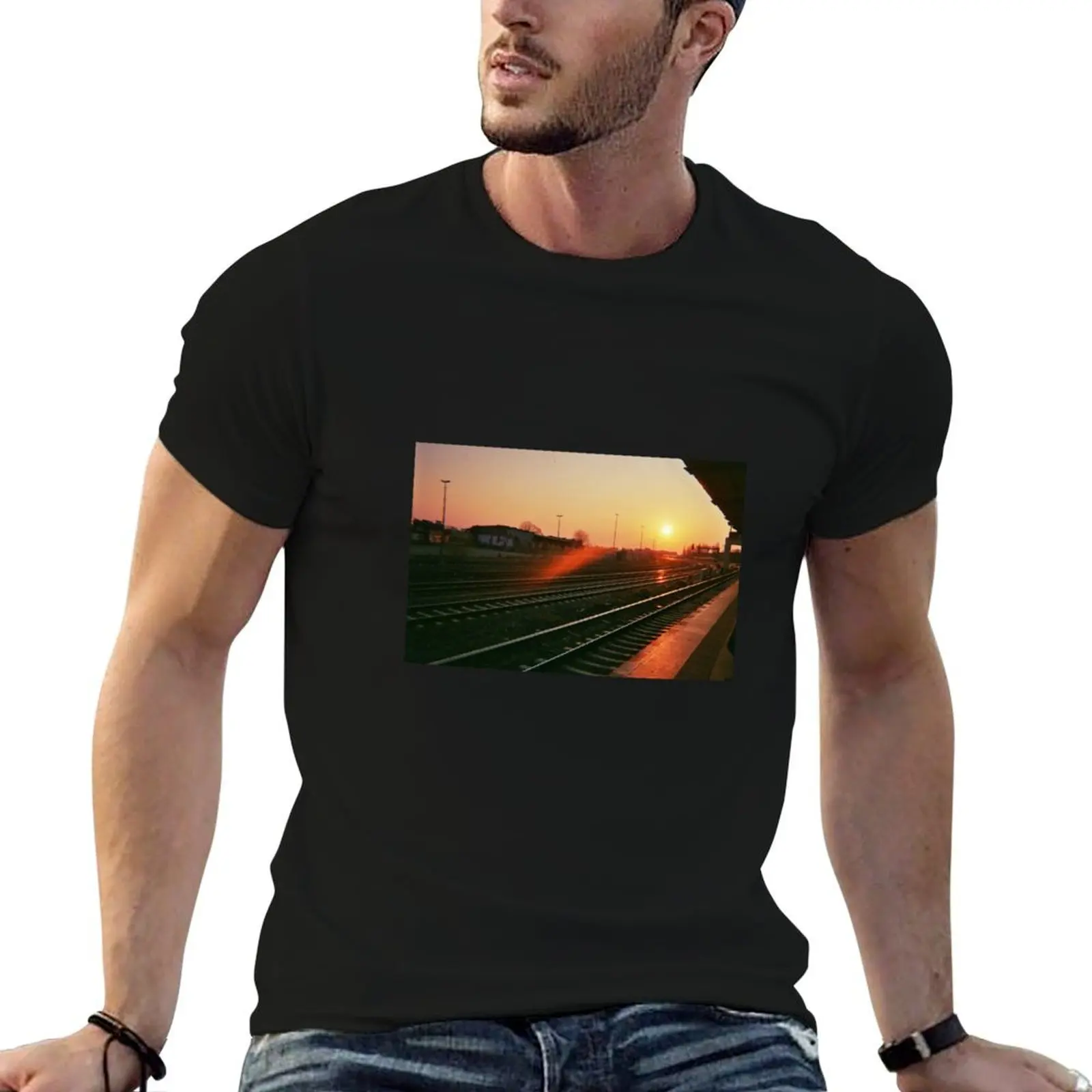 

U-Bahn Tracks, Berlin (Analog Photograph) T-Shirt g man t shirts for men t shirts designer funny t shirts man T-shirt