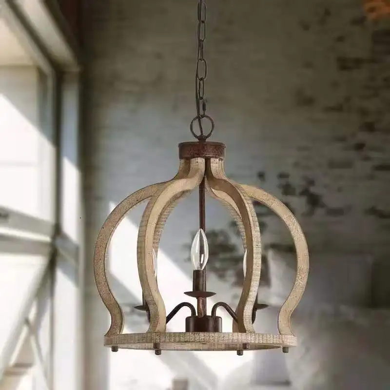 

American Country Pendant Lights Antiquing Process LED Chandelier Living Room Entrance Hallway Dining Room Ceiling Adorn Fixtures