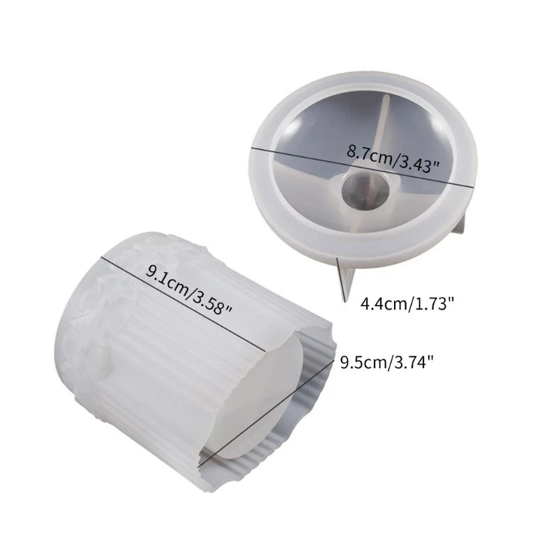 91AC Bunga Stripe Candlestick Silikon Cetakan Epoxy Resin Cetakan Diy Penyimpanan Alat Jar