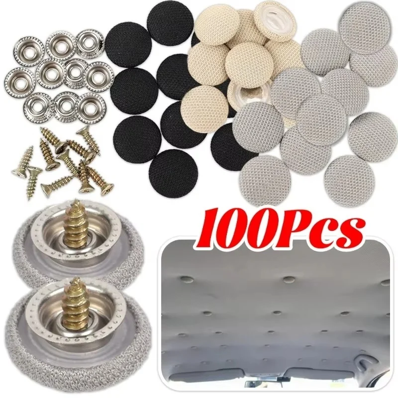 10/60/100 Pcs Car Interior Roof Fixing Buckles Screw Set Headliner Cloth Fabric Rivets Retainer Buckle Fastener Auto Accessories