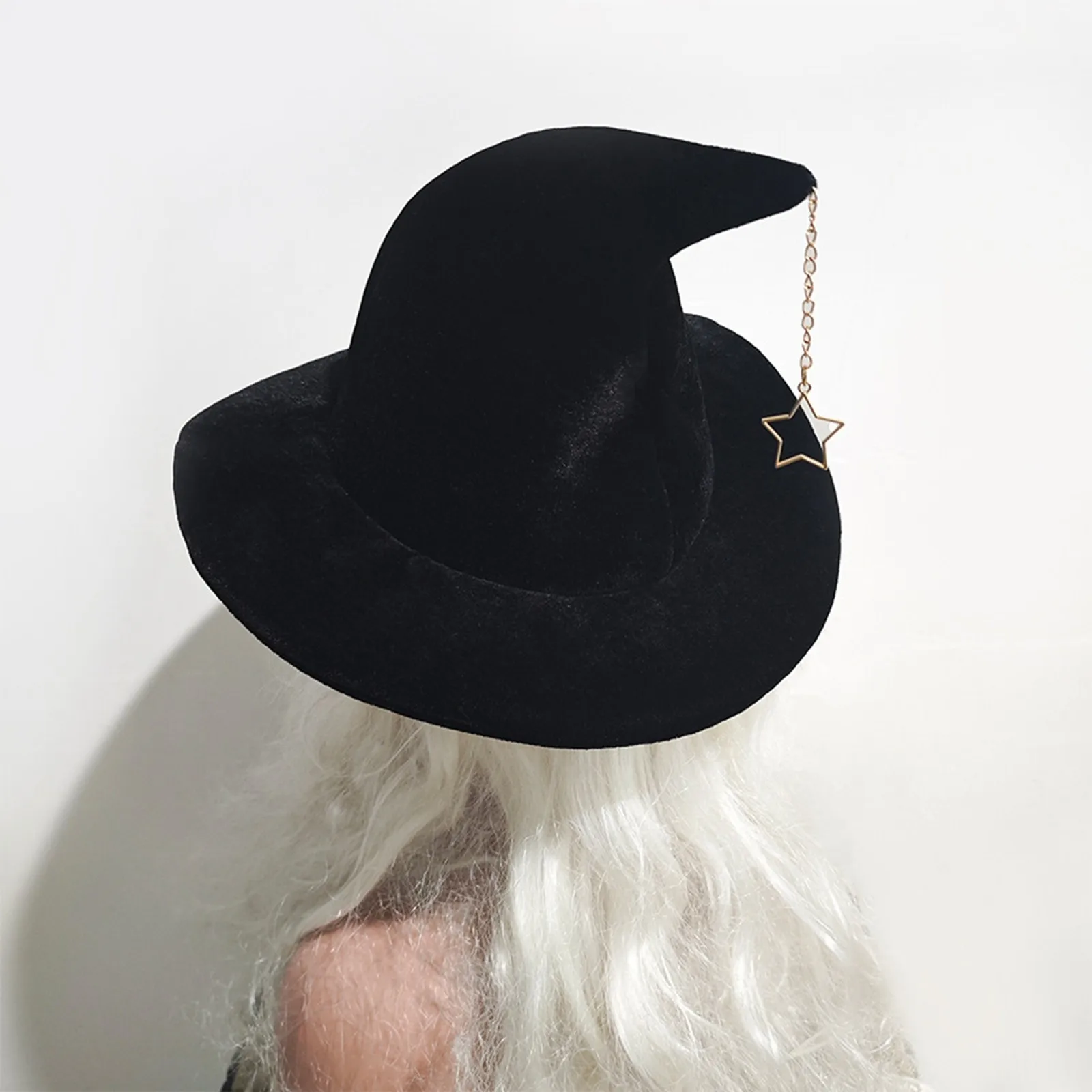 Star Pendant Witch Hat Wizard Hat Witch Hat Makeup Stage Party Dress Up Party Performance Halloween Vintage Hat Decoration