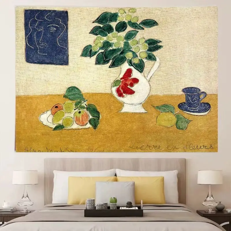 VIKAMA Lake Landscape Reflection Tropical Botanical Wall Art Tapestry for Living Room Bedroom Home Aesthetic Decor
