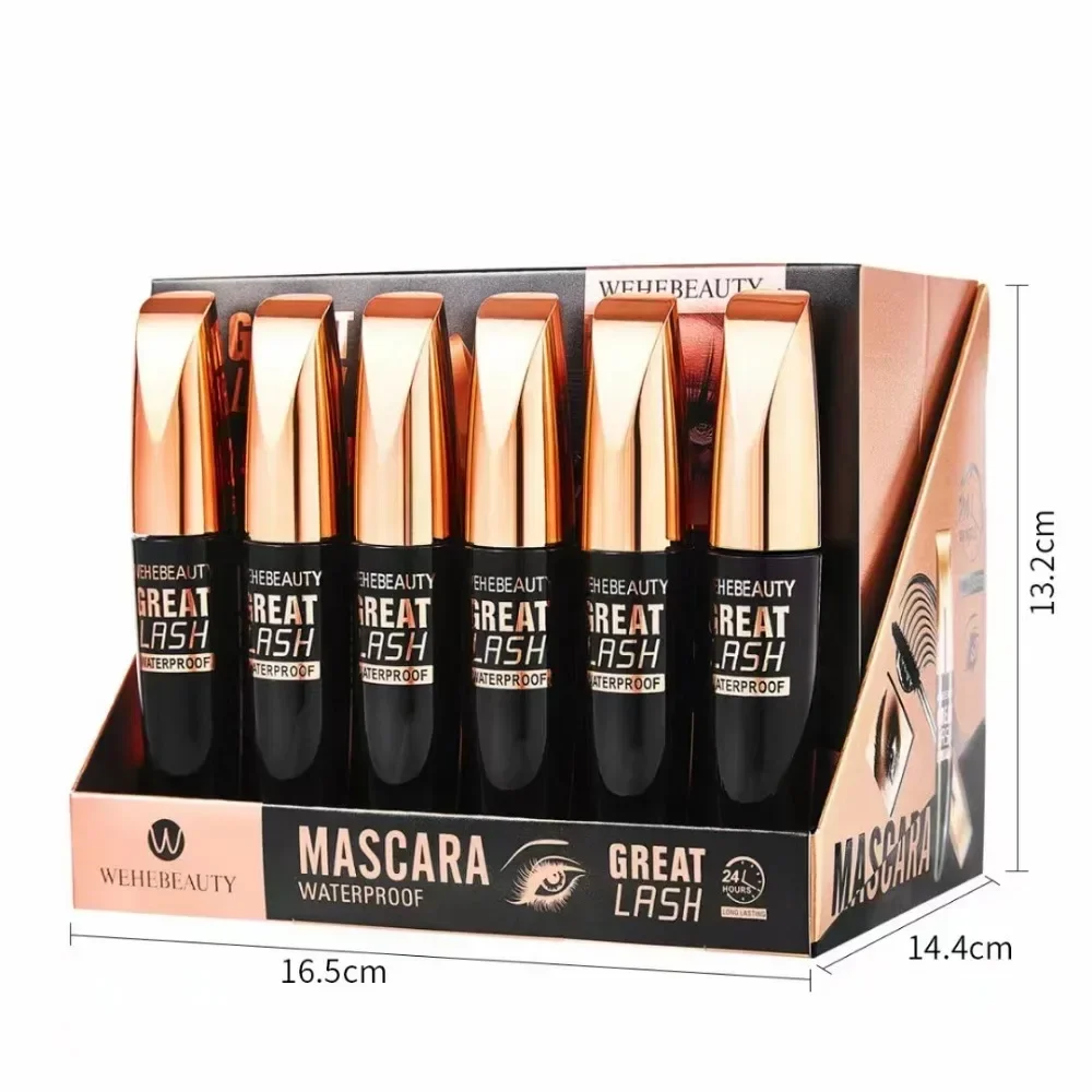 Rímel à prova d'água 5d, extensão de cílios, fibra de seda, maquiagem feminina, cosméticos, à prova d'água, preto, atacado