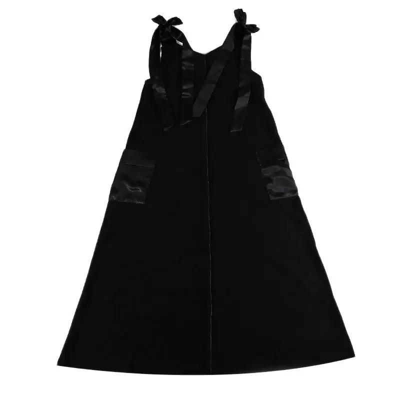 I-Love-Ali 3-16years Girls Sleeveless Maxi Dress Black Long Dresses Summer Strap Tiered Ribbed Knitted Casual  Dress With Pocket