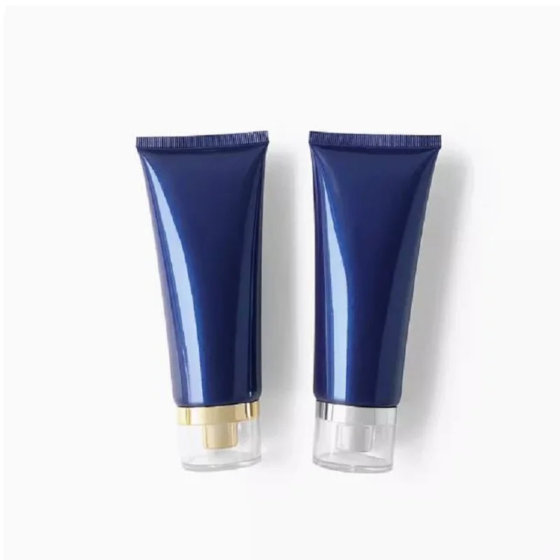 

30pcs Glossy Deep Blue Plastic Cosmetics Bottle 100ml Facial Cleanser Cream Squeeze Tube Shampoo Lotion Refillable Container