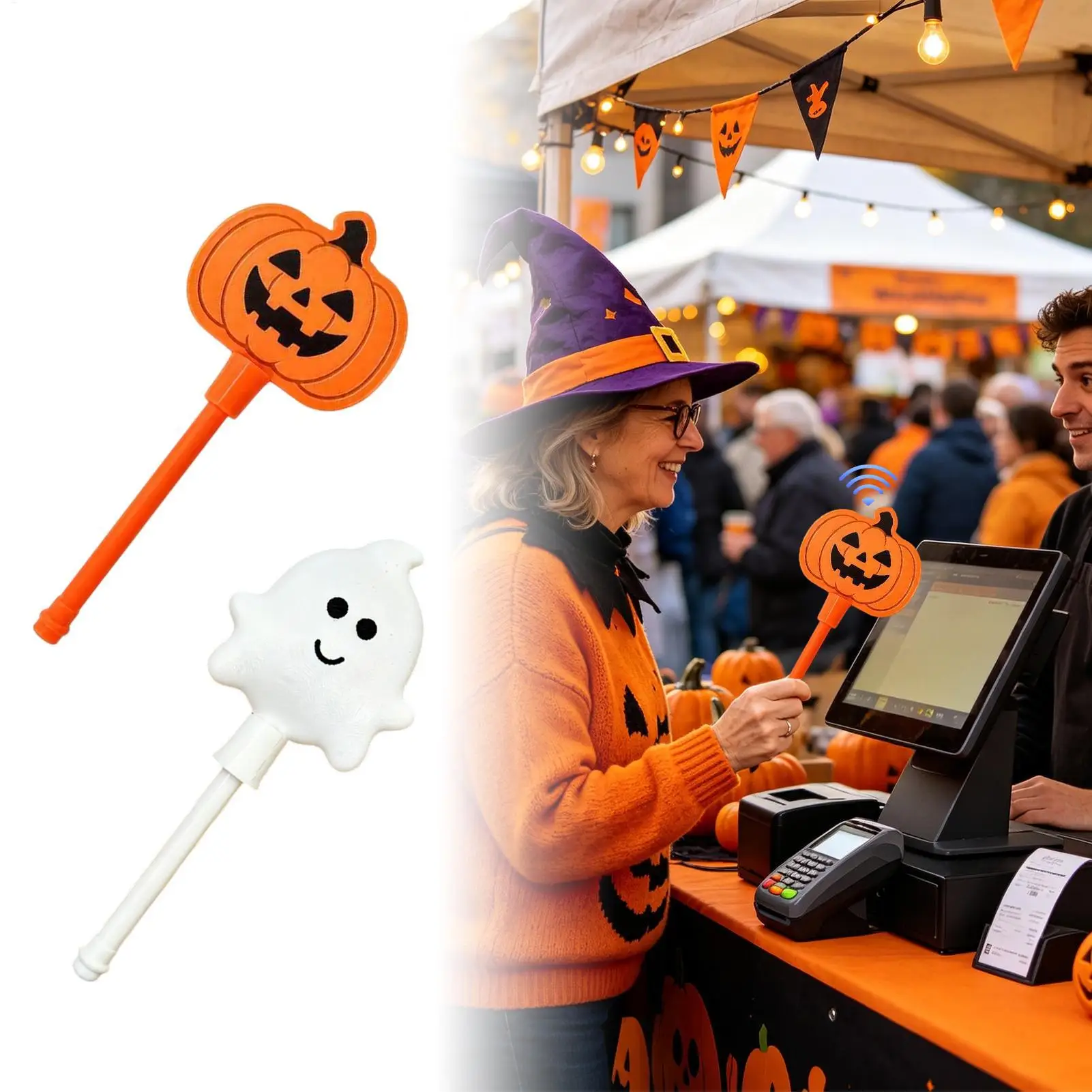 Halloween Wand Tap To Pay pumpkin Lightweight Cute Payment Funny Novelty Wand Holder Holiday Party