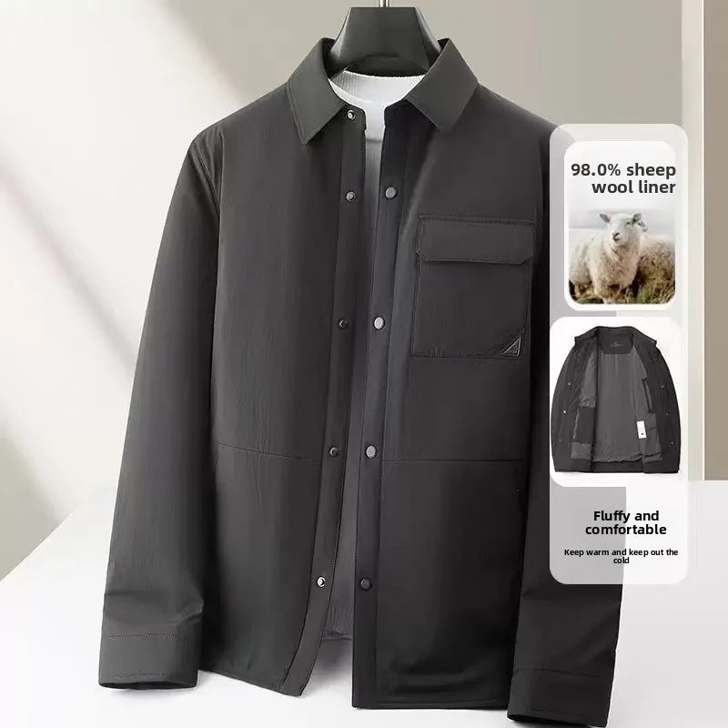 

2025 Autumn/Winter New Men's Cotton Jacket High Luxury Business Self Heating Extreme Cold Warm Jacket Inner Tank 98% Sheep Wool
