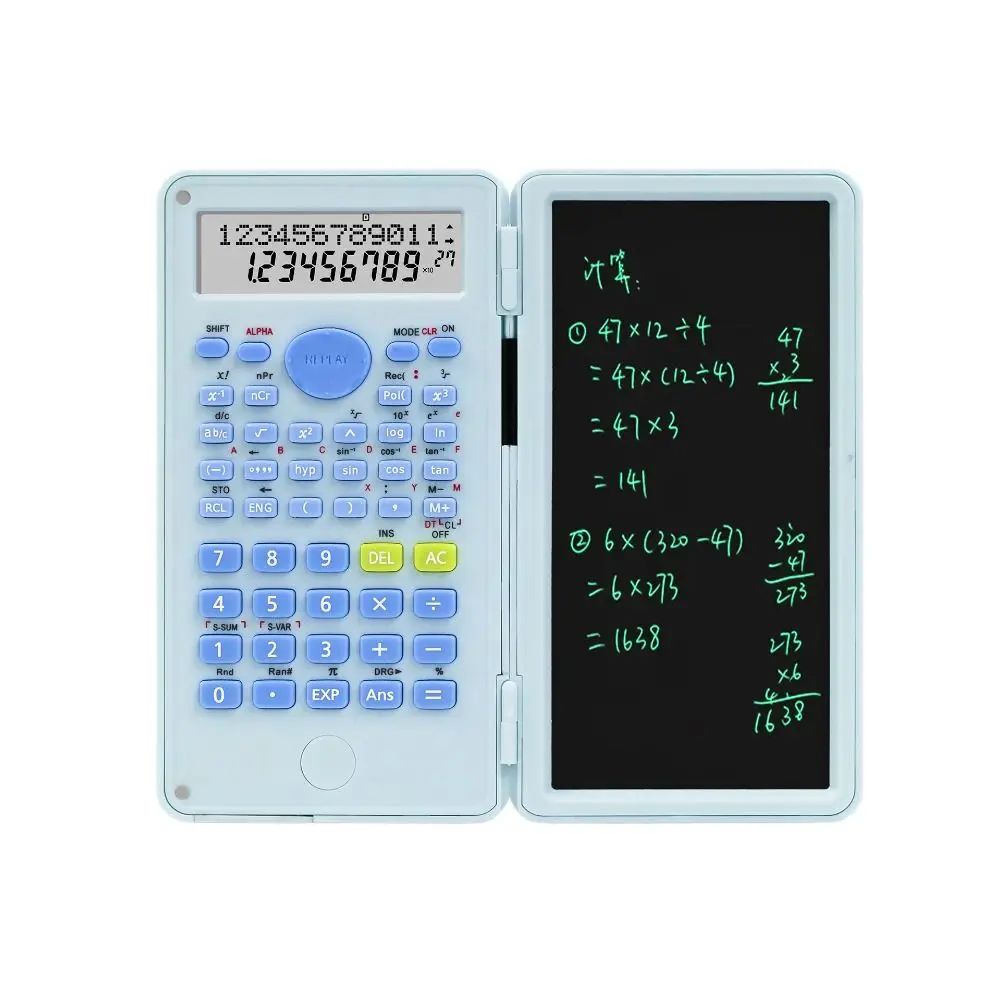 2 in 1 Scientific Calculator 6-inch Large Screen Display Office LCD Drawing Pad Foldable Multifunctional