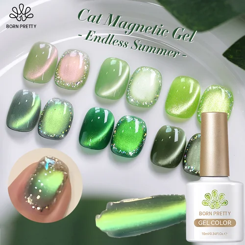 BORN PRETTY 10ml verde verano color gato Gel magnético esmalte de uñas Auroras brillo remojo UV arte de uñas jarabe barniz