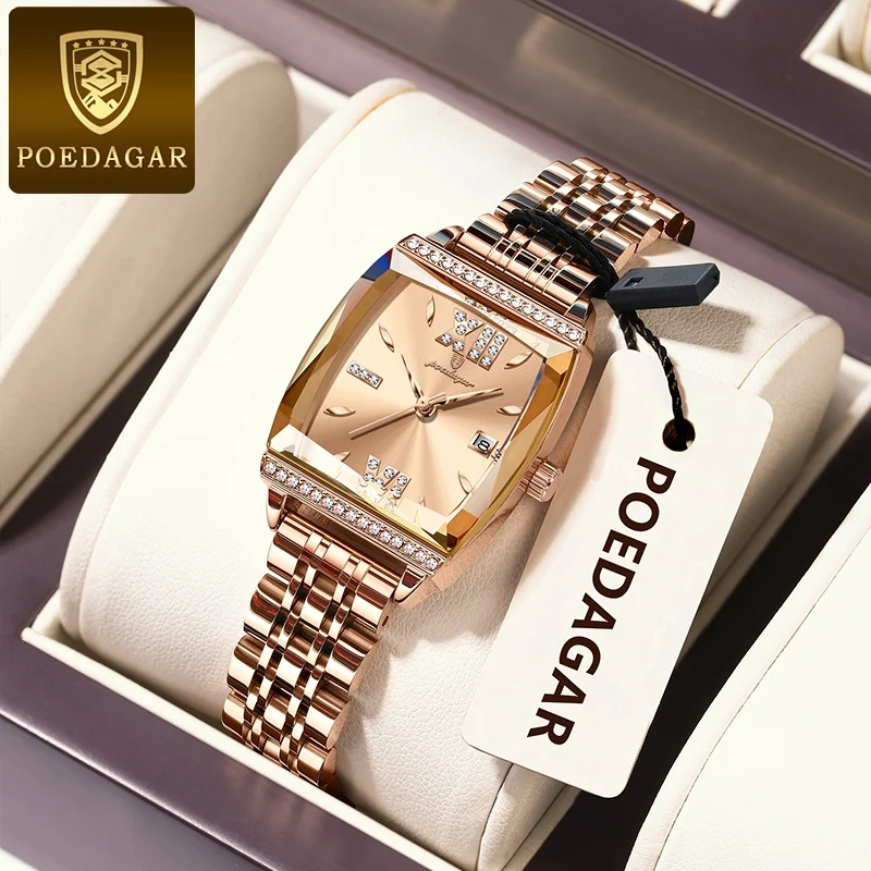 POEDAGAR 2025 ساعات نسائية عصرية وعالية الجودة للمواعدة، ساعات كوارتز نسائية أنيقة مقاومة للماء من الفولاذ المقاوم للصدأ #1