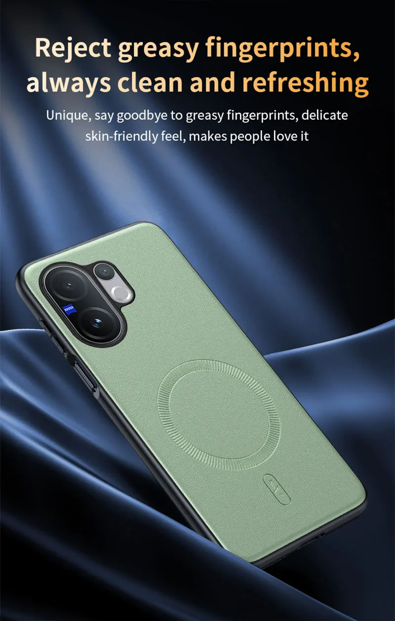 Für Vivo V60 5G: Magnetische Schutzhülle aus Leder, Anti-Fingerabdruck, rutschfest, aus PC+TPU. – Detail 17
