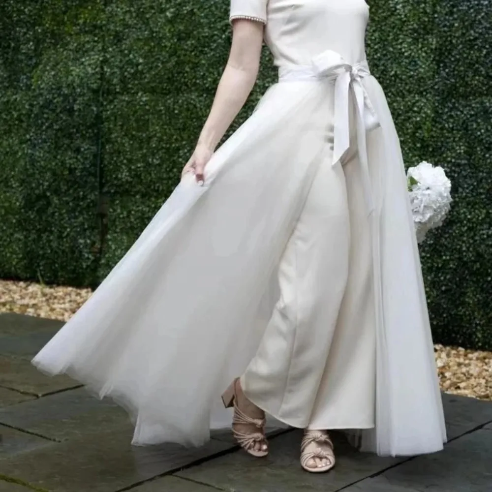 

Weicher Tembali abnehmbarer Braut rock Hochzeit abnehmbarer Zug für Kleider Schärpe Abschluss ball Party Überrock vorne offen