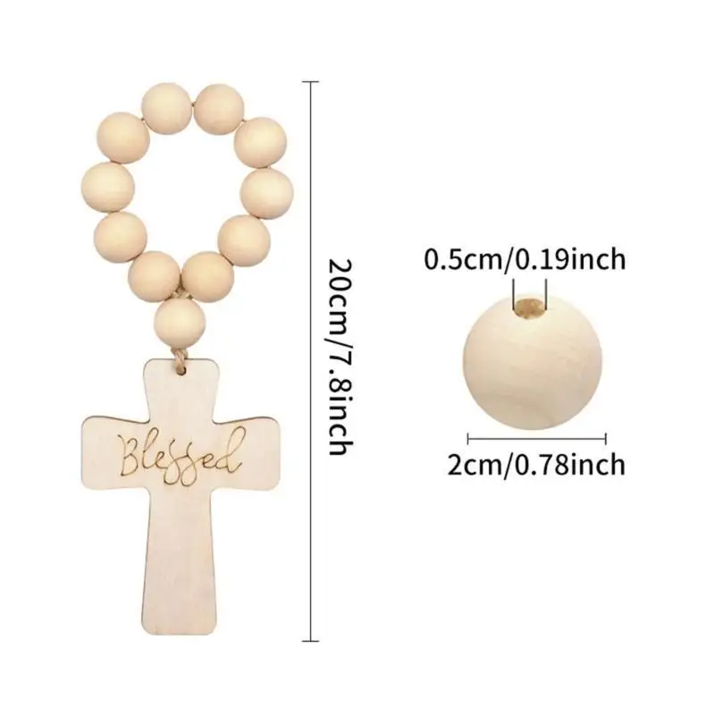 E8BD Crosses Pendants Rosary Beads Christian Religious Hangings Baptisms Player