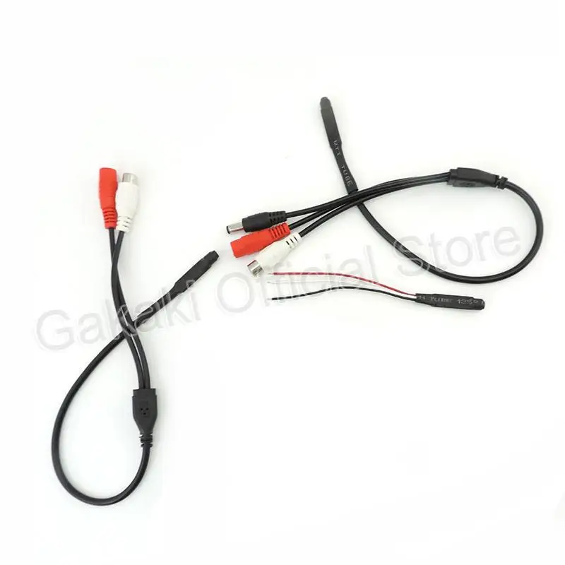 Audio Microphone Mic RCA + DC Male Female Plug Power Cable For Mini CCTV Security Camera Sound Monitor Pick Up 