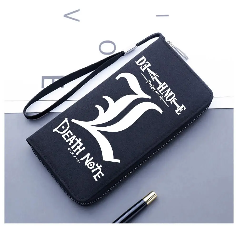 Anime Death Note L Ryuk Long Wallet Men Clutch Money Credit ID Card Holders  Zipp Student Purse Handbag with Chain