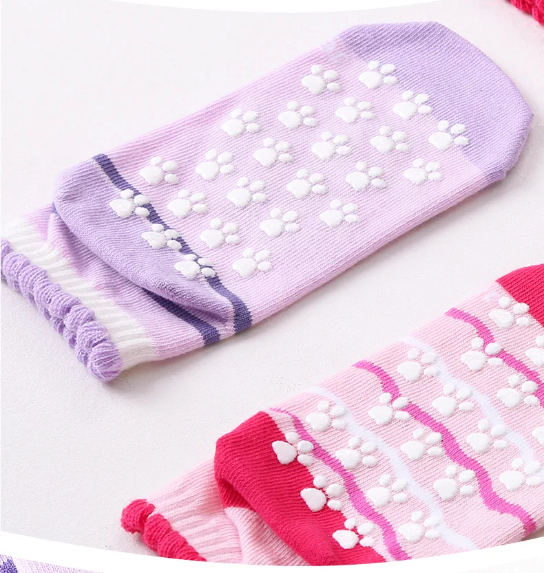 4Pairs Genuine Paw Patrol Children\'s Anti-slip Boat Socks Boys Girl Cotton Floor Sock With Rubber Grips Four Season 2-6Years