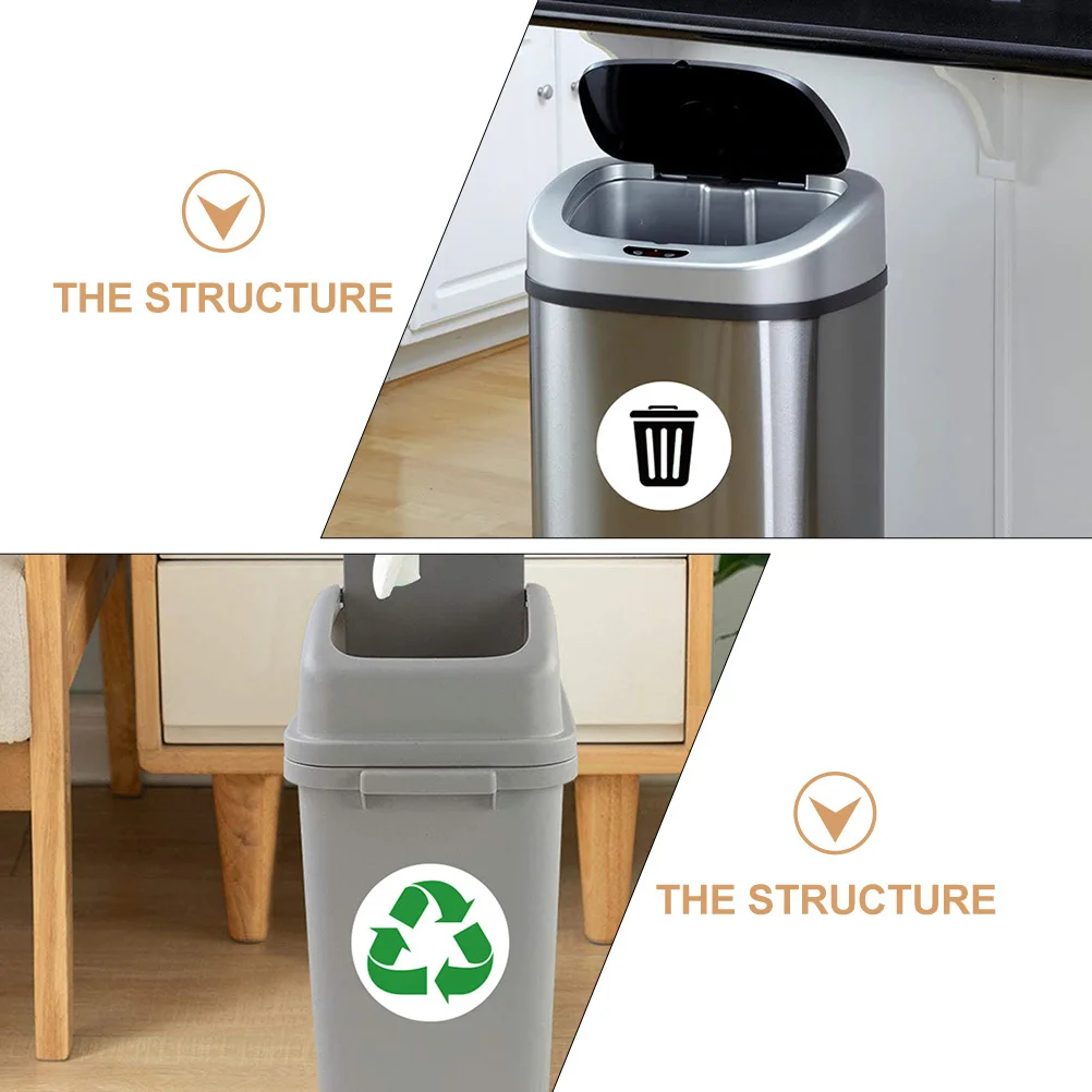 

12 шт. самоклеящиеся наклейки для переработки, наклейки для мусорного бака для кухни, простые в использовании водонепроницаемые наклейки для переработки из ПВХ