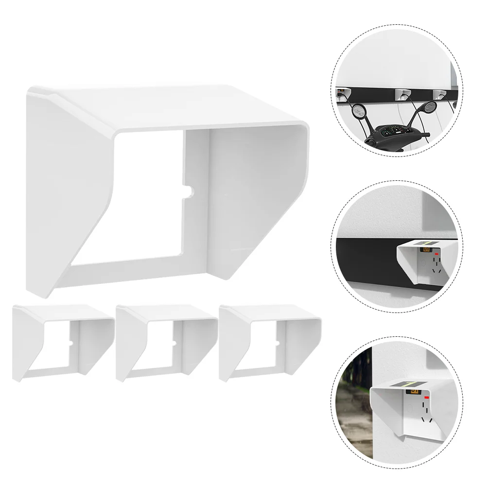 4 Pcs Outdoor Doorbell Waterproof Box Bevel Edge Curved Rain Cover Charging Pile Socket 4pcs (bevel Edge: White) Covers