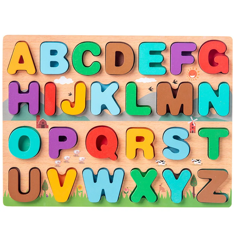 

Children's Early Education Number Letter Cognition Wooden Board Kindergarten Wooden Matching Toy