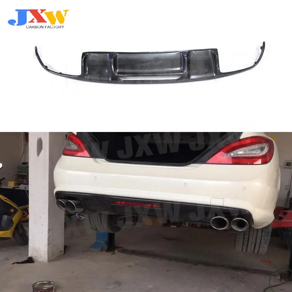 Carbon Fiber/FRP Rear Lip Diffuser For Benz CLS Class W218 CLS300 CLS350 AMG Sport 2012-2017 Car Fins Shark Bumper Plate