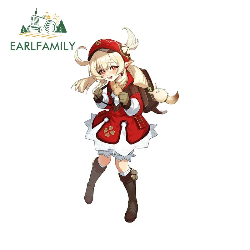 EARLFAMILY 13cm x 7.2cm for Genshin Impact Klee Car Stickers Sunscreen Occlusion Scratch Decals Creative Vinyl Car Wrap