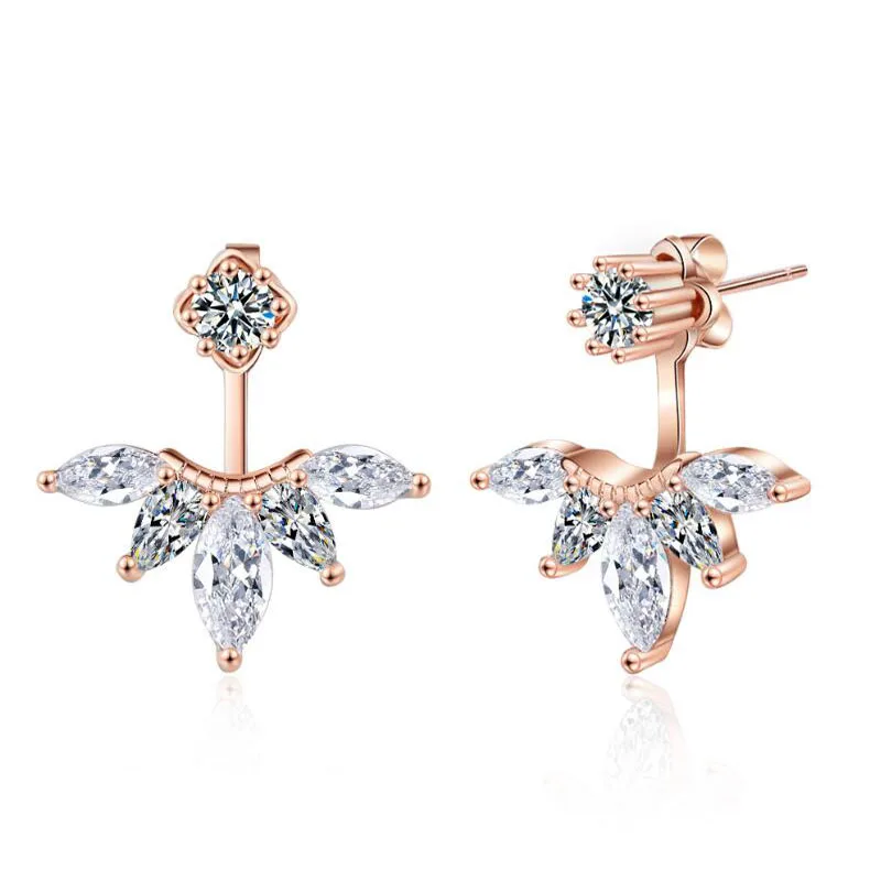 New Stud Earrings 5mm D Color Moissanite Drop for Women Real 925 Silver Piercing Jewelry Certificate Front and Back Dual Purpose