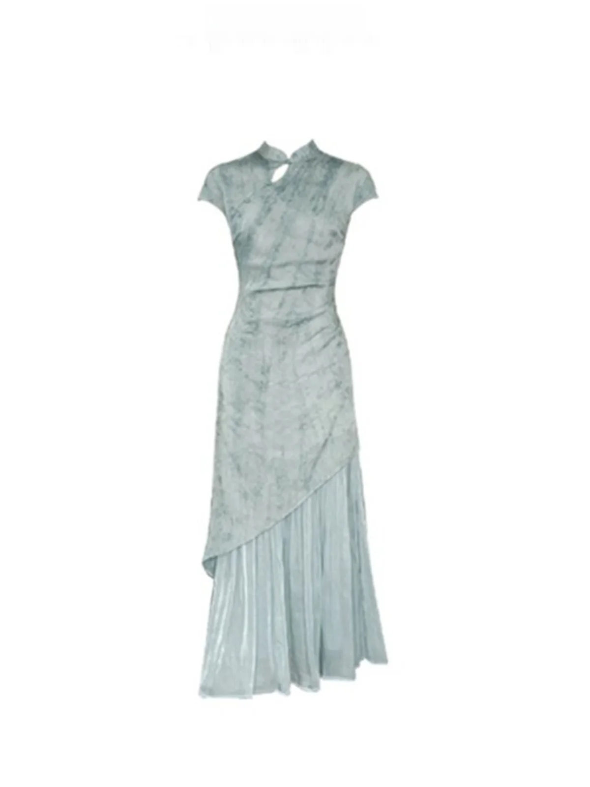 

Новое китайское платье в стиле дзен с холодными оттенками, градиентной окраской и вышивкой, женское летнее платье с коротким рукавом