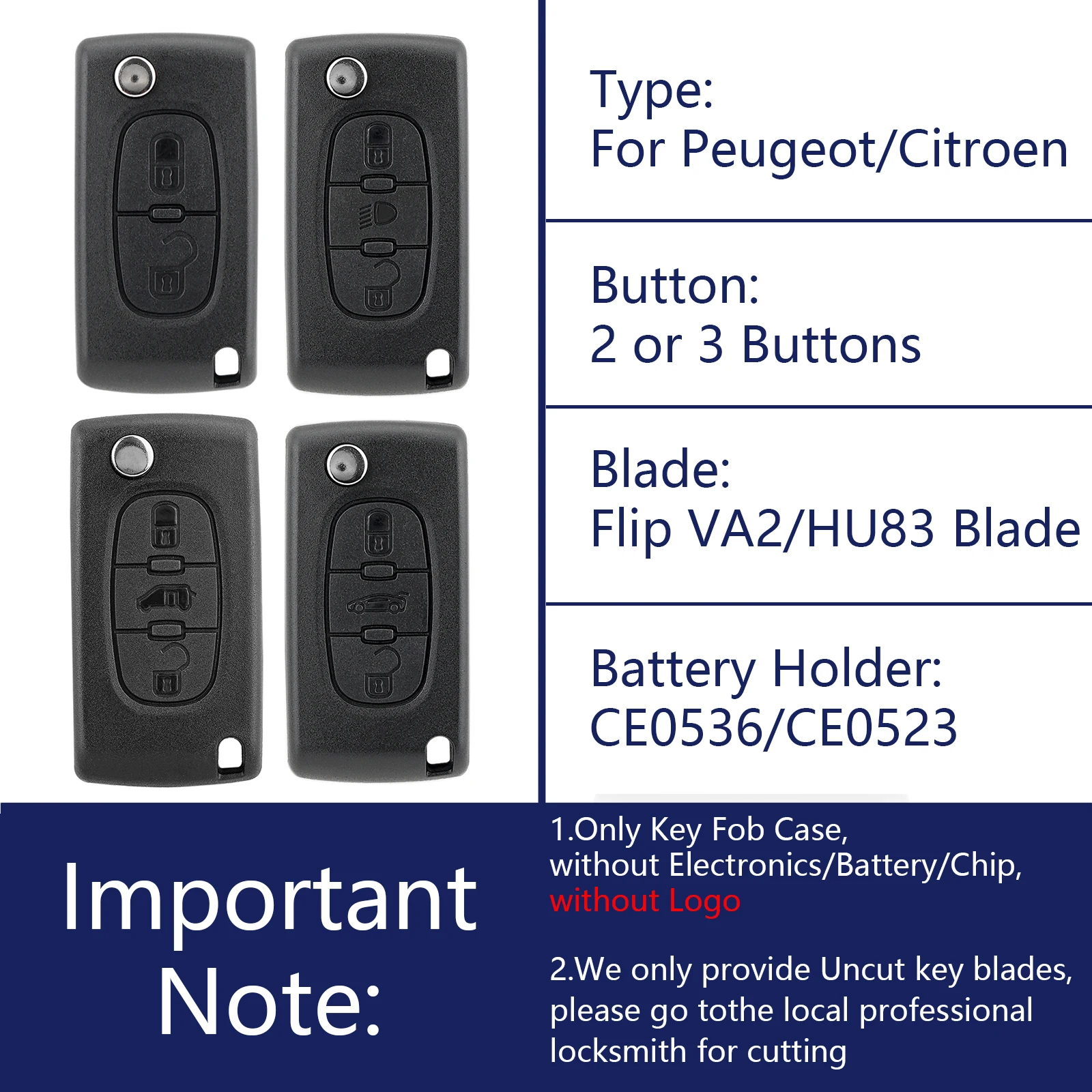 حافظة مفتاح فوب من OHMSEN 2/3 زر CE0536/CE0523 VA2/HU83 لسيتروين بيكاسو C4 إرسال بيرلينجو بيجو خبير 207 307 308