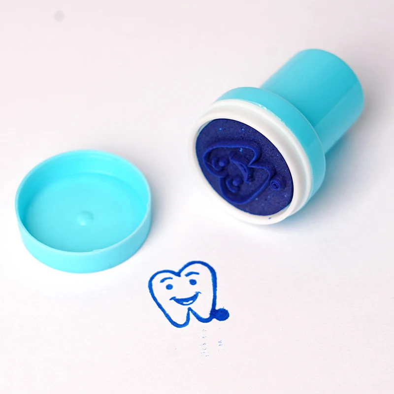 10pcs Tooth Smiling Shape Stamper Cute Dentist Gift for Kid Children Colorful Cartoon Stamp Dentistry Gifts Souvenirs