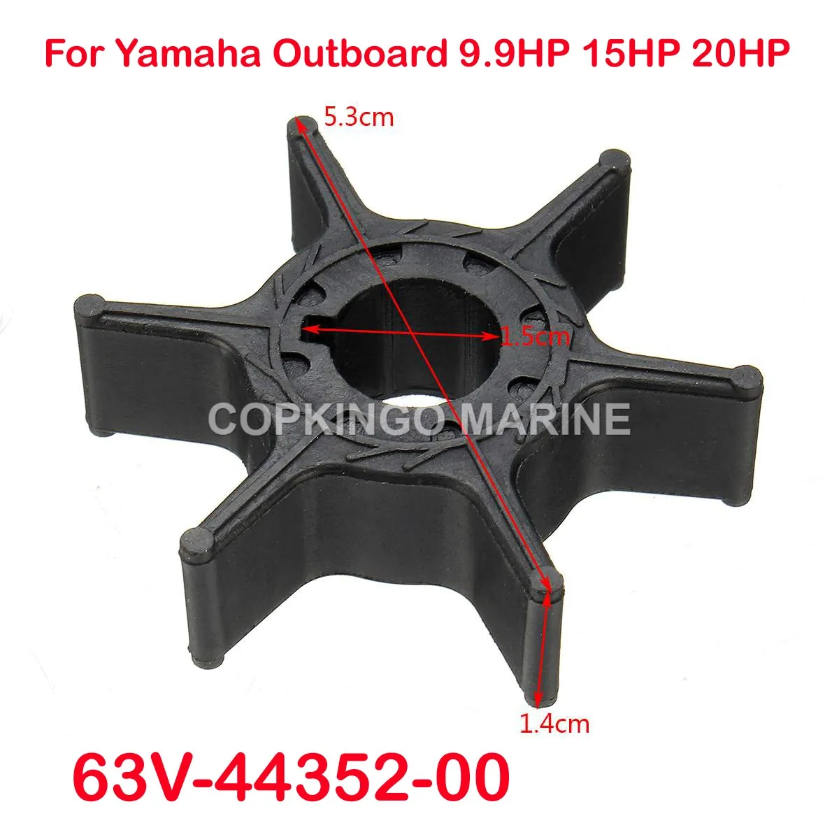 Boat Water Pump Impeller for YAMAHA outboard 2/4 stroke (T8/T9/T15/F15/F20)HP 63V-44352-01 18-3040 9-45607 500363