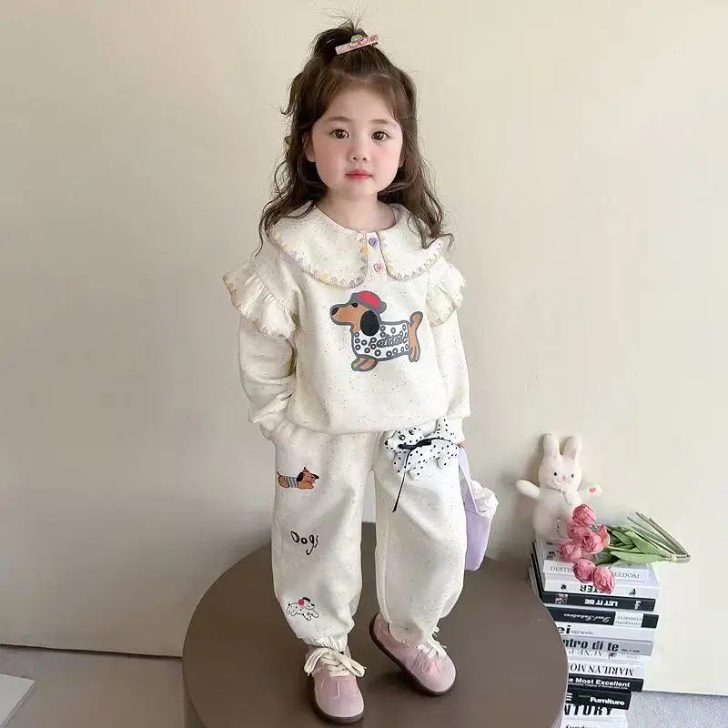 

Girls' Hoodie Set 2025 Spring And Autumn New Style Children's Western-style Sausage Dog Two-piece Set 90-140CM