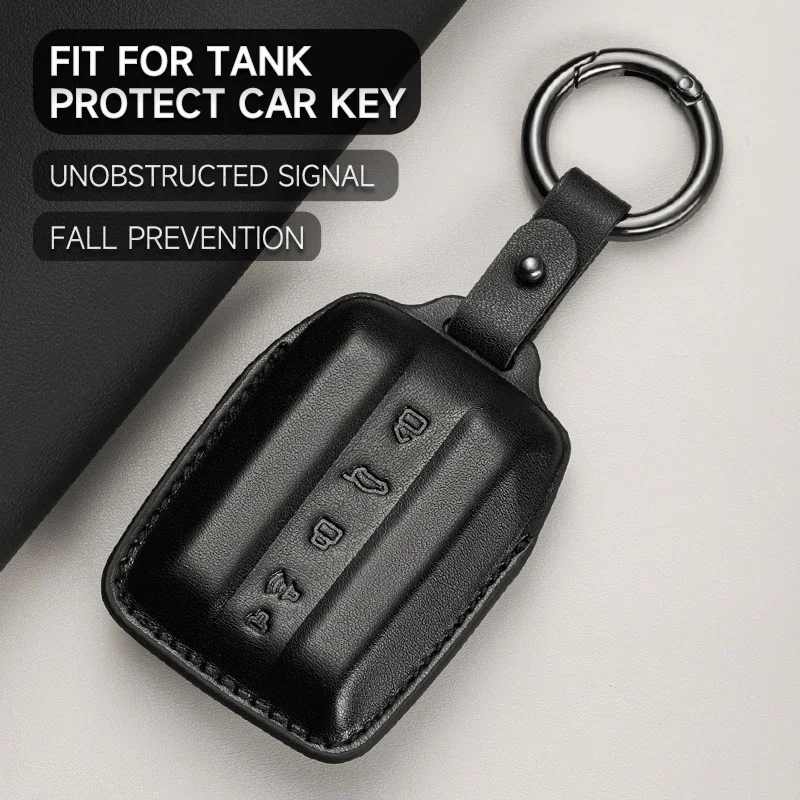 

NEW Genuine Leather Car Key Case Cover Key Bag For Great Wall GWM WEY TANK 300 500 Tank300 Tank500 Protect Set Accessories