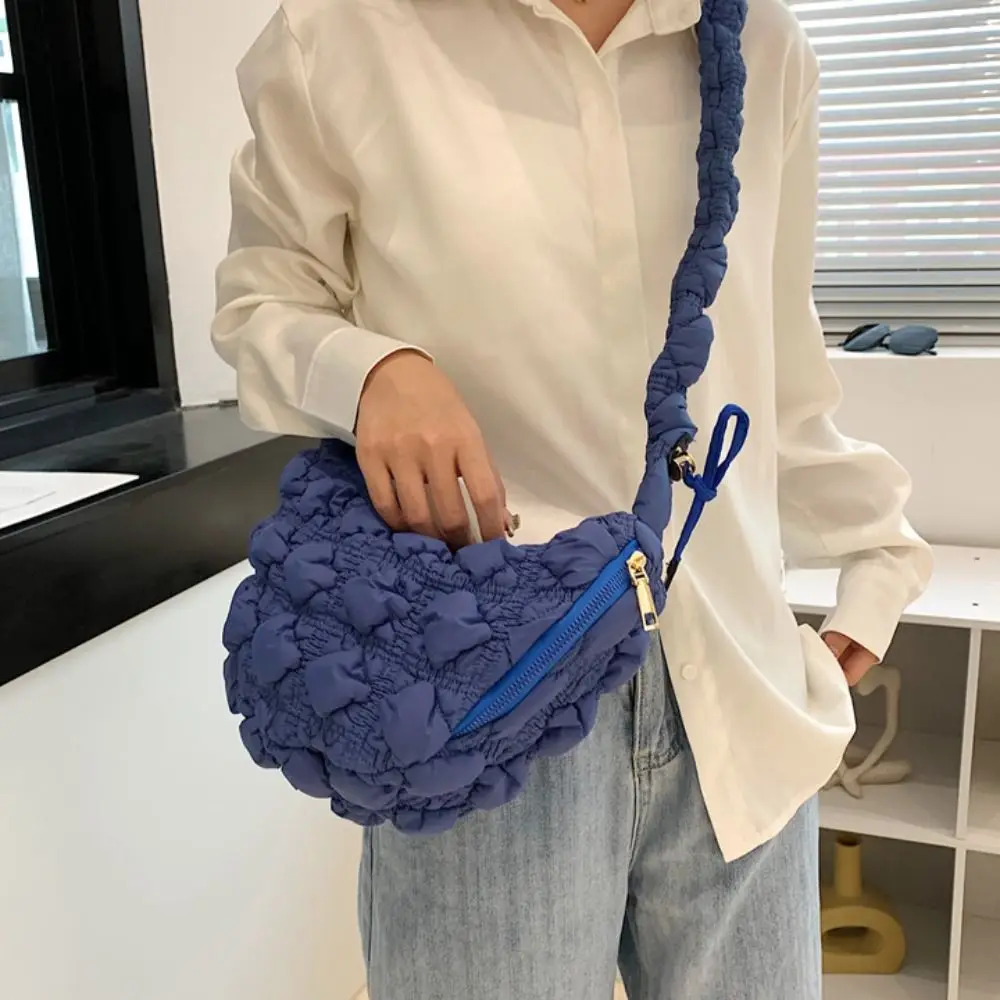 Bolso de hombro relleno de algodón para mujer, bolsa de mano de gran capacidad, a la moda, con celosía rómbica