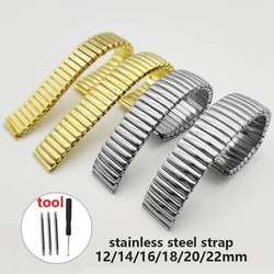 Universal Adjustable Stainless Steel Watchband for Rolex Elastic Wrist Strap Silver/gold Metal Bracelet Tension Spring Wristband